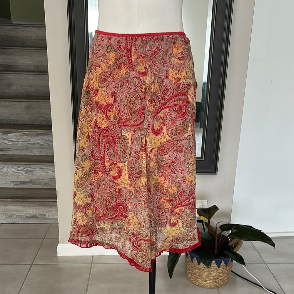 Jonathan Martin Pink Paisley Print Women's Skirt size Large Vintage
